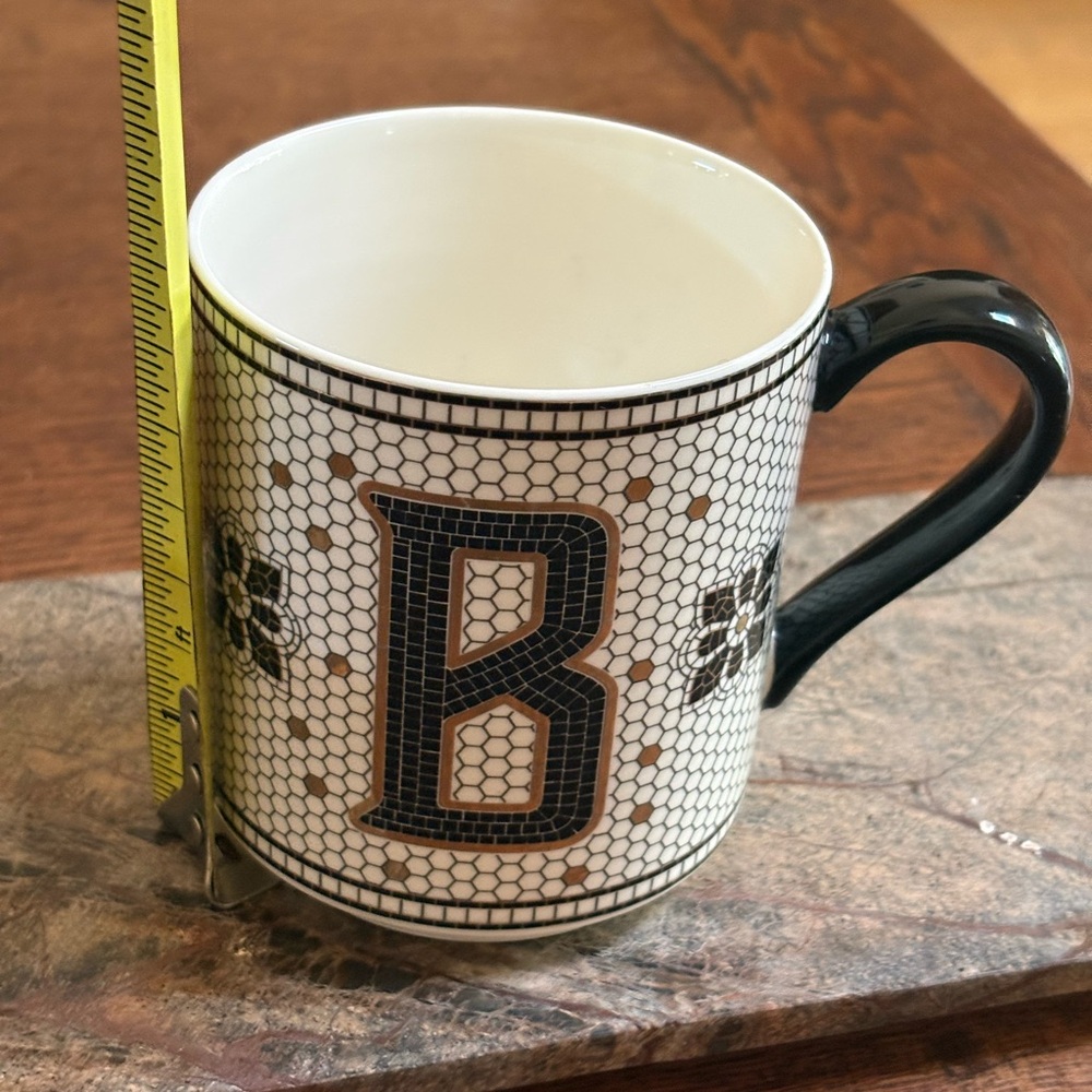 Anthropologie Monogram B Porcelain Mosaic Design Coffee Mug, NWOT